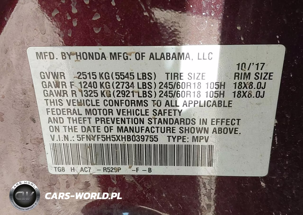 2017 Honda Pilot Ex-L VIN:5FNYF5H5XHB039755 - 9