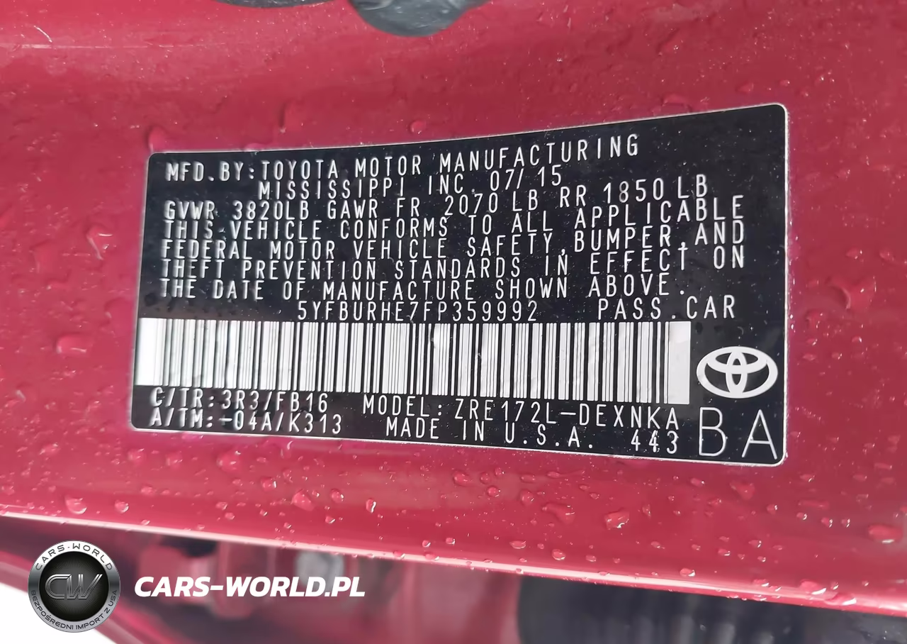 2015 Toyota Corolla Le VIN:5YFBURHE7FP359992 - 9