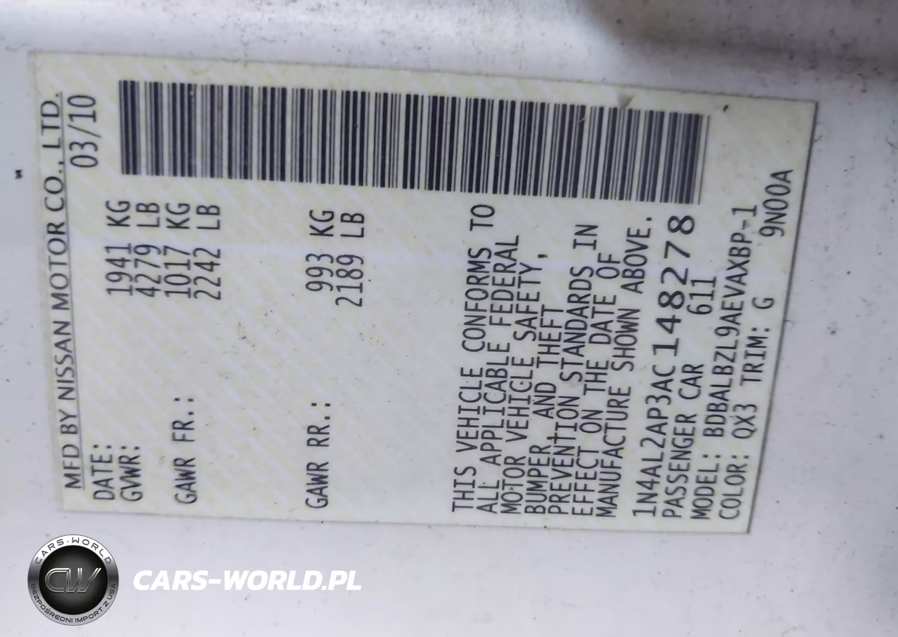 2010 Nissan Altima 2.5 S VIN:1N4AL2AP3AC148278 - 9