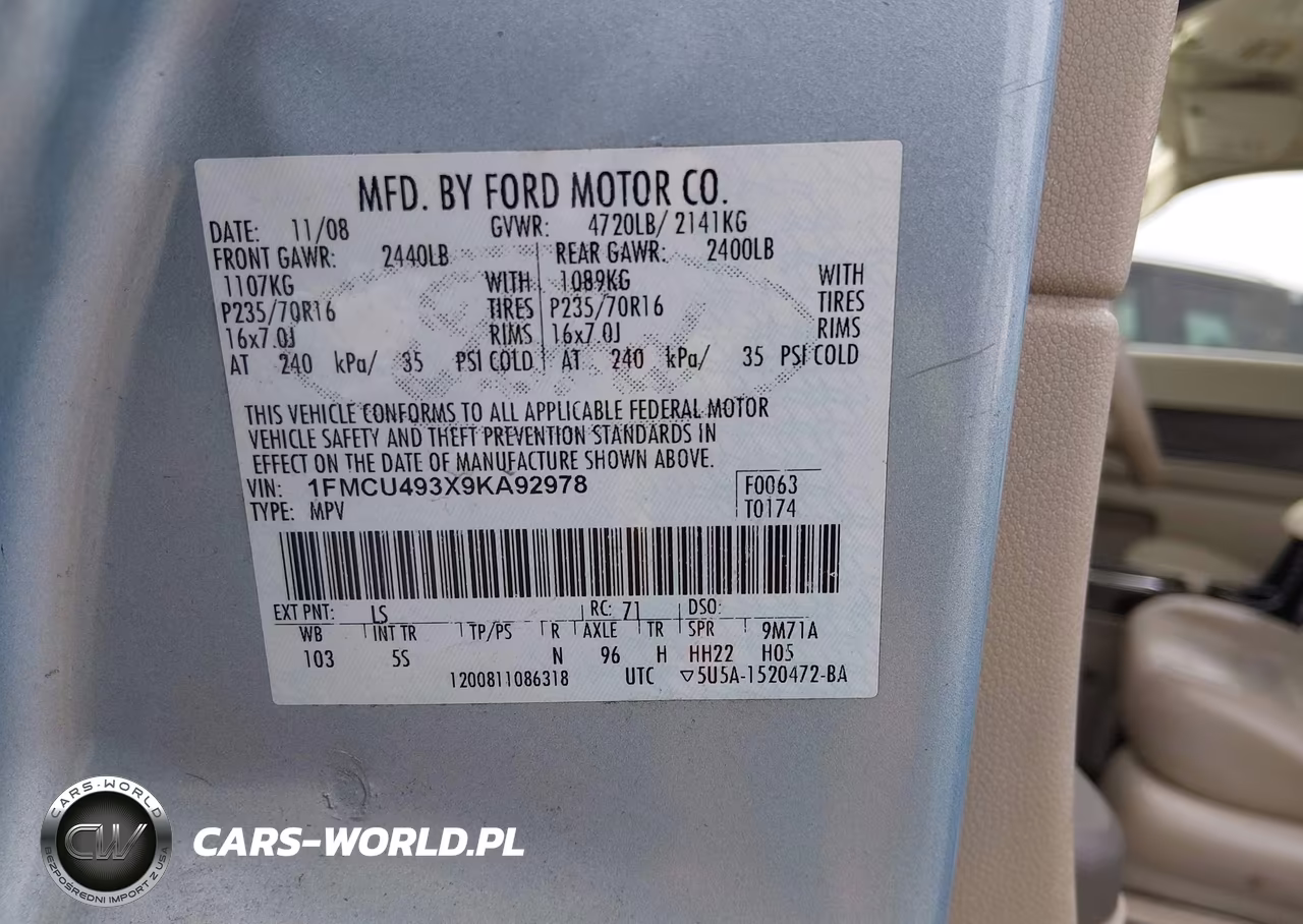 2009 Ford Escape Hybrid Limited VIN:1FMCU493X9KA92978 - 9