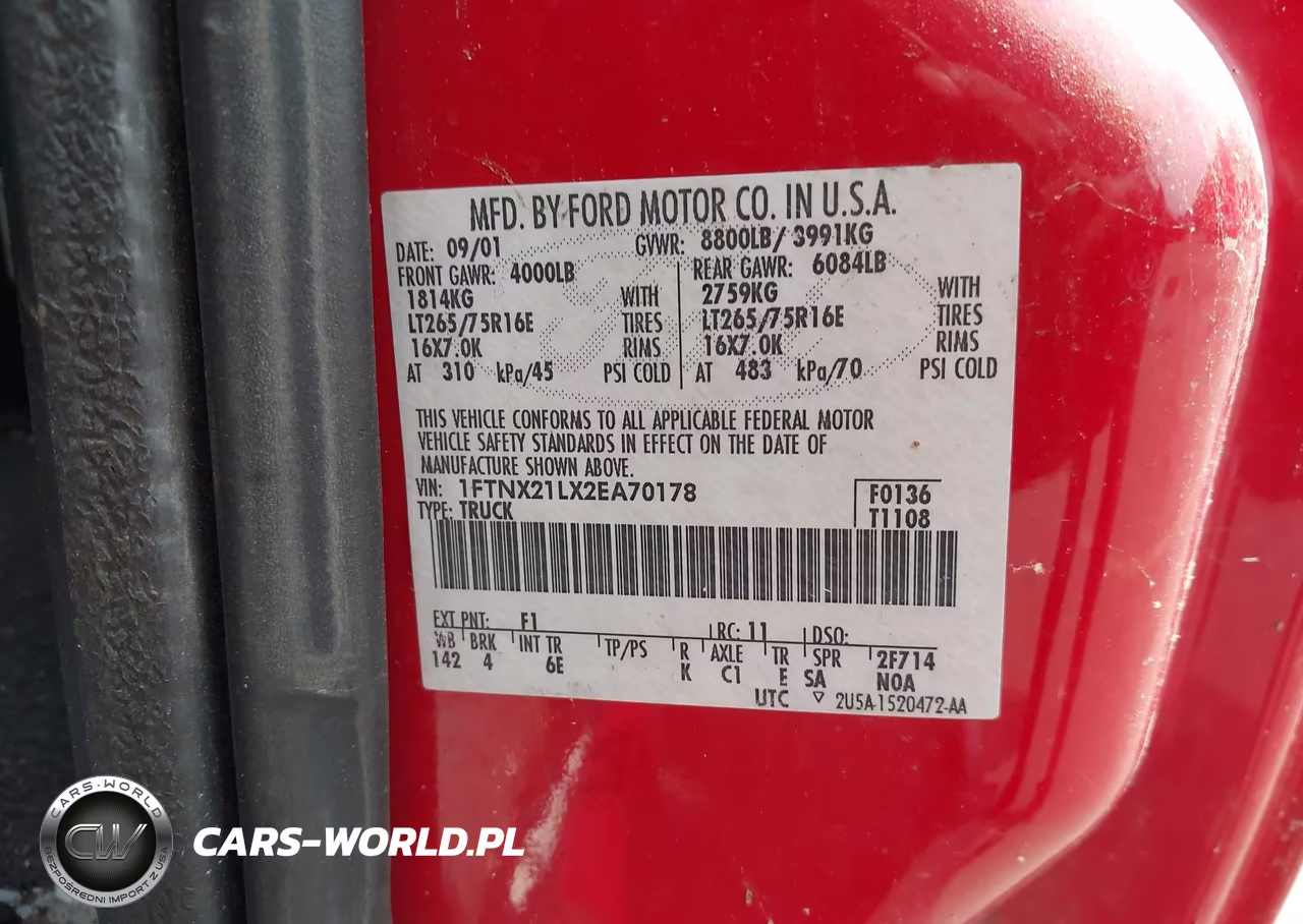 2002 Ford F-250 Lariat-Xl-Xlt VIN:1FTNX21LX2EA70178 - 9