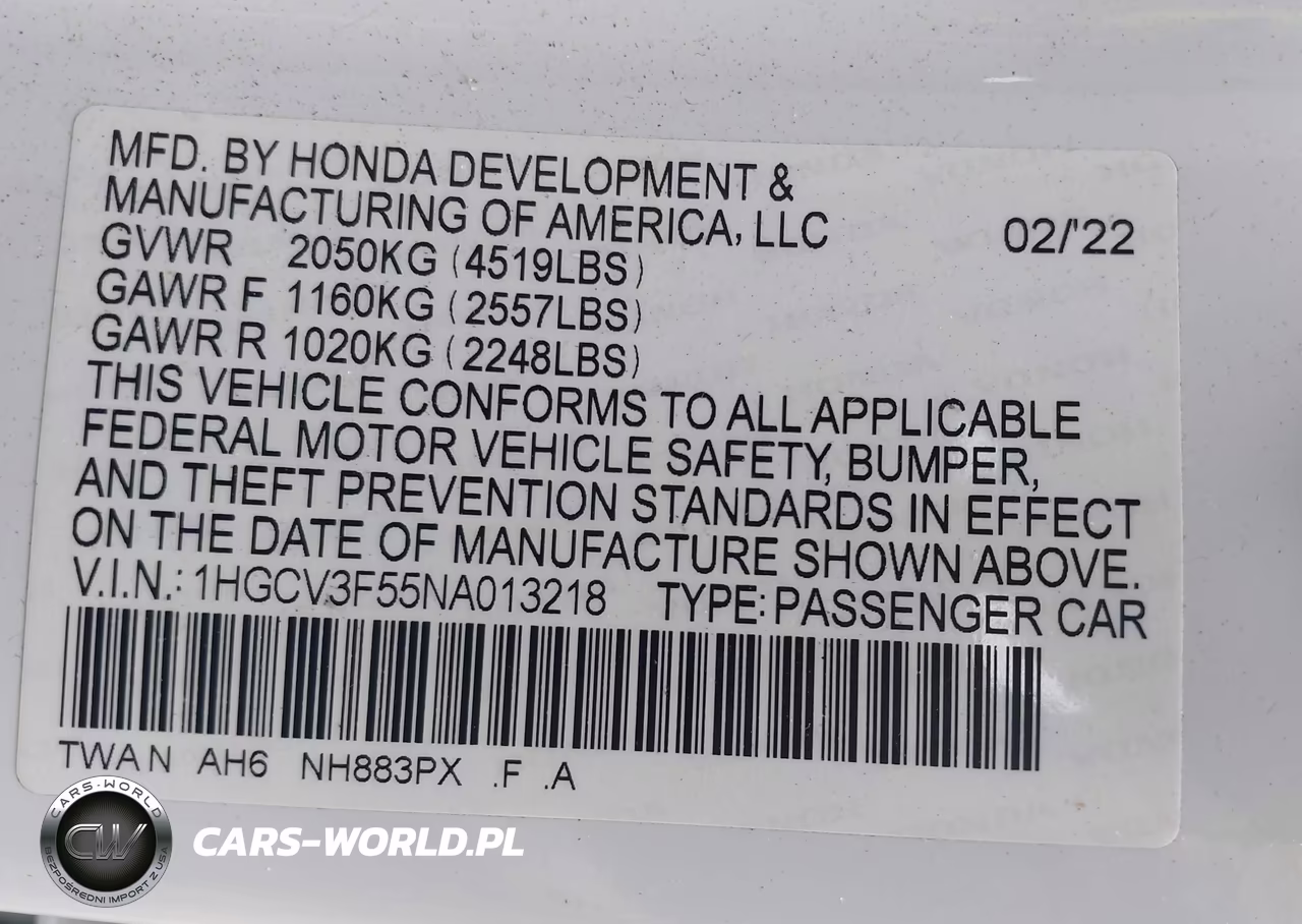 2022 Honda Accord Hybrid Ex-L VIN:1HGCV3F55NA013218 - 9
