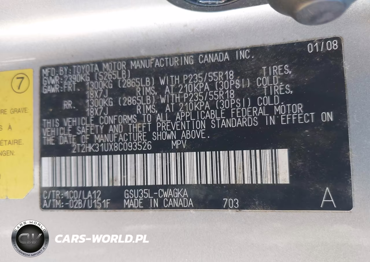 2008 Lexus Rx 350 VIN:2T2HK31UX8C093526 - 9
