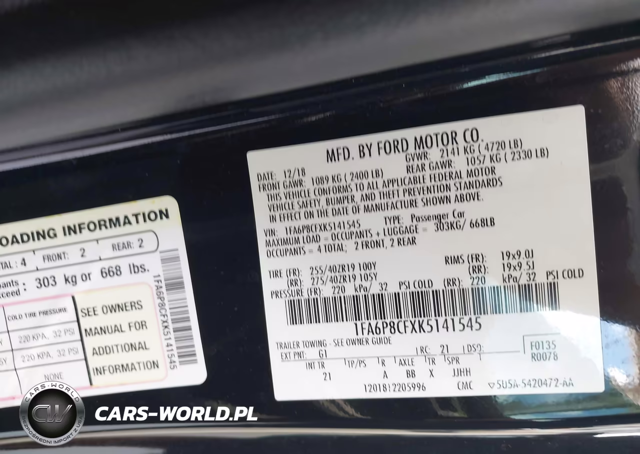 2019 Ford Mustang Gt VIN:1FA6P8CFXK5141545 - 9