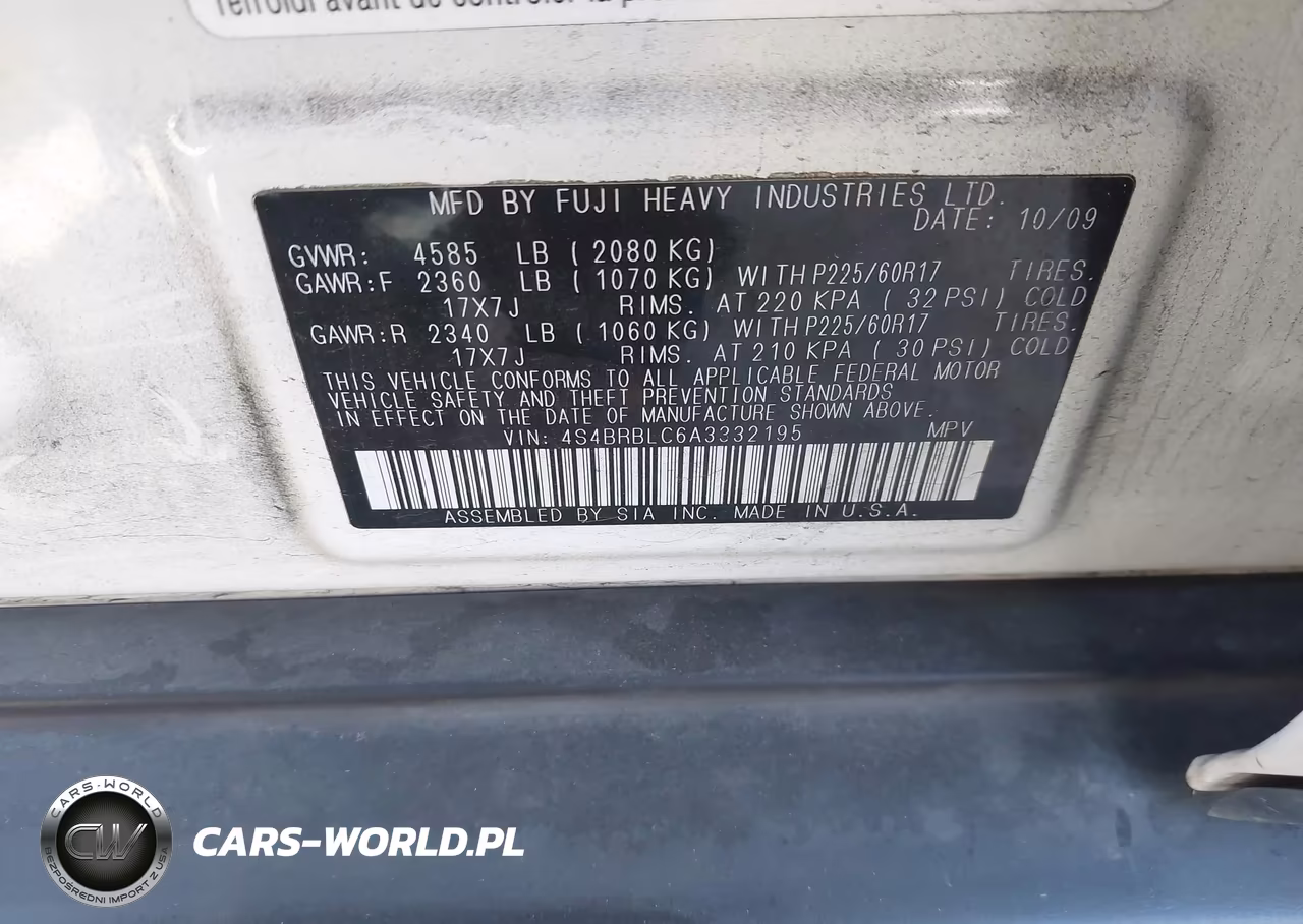 2010 Subaru Outback 2.5I Limited VIN:4S4BRBLC6A3332195 - 9
