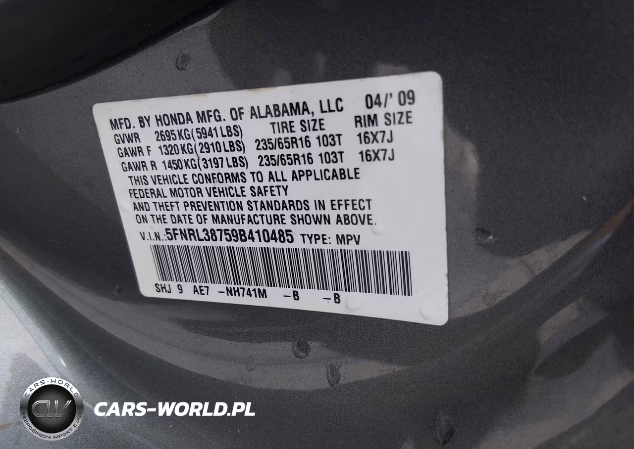 2009 Honda Odyssey Ex-L VIN:5FNRL38759B410485 - 9
