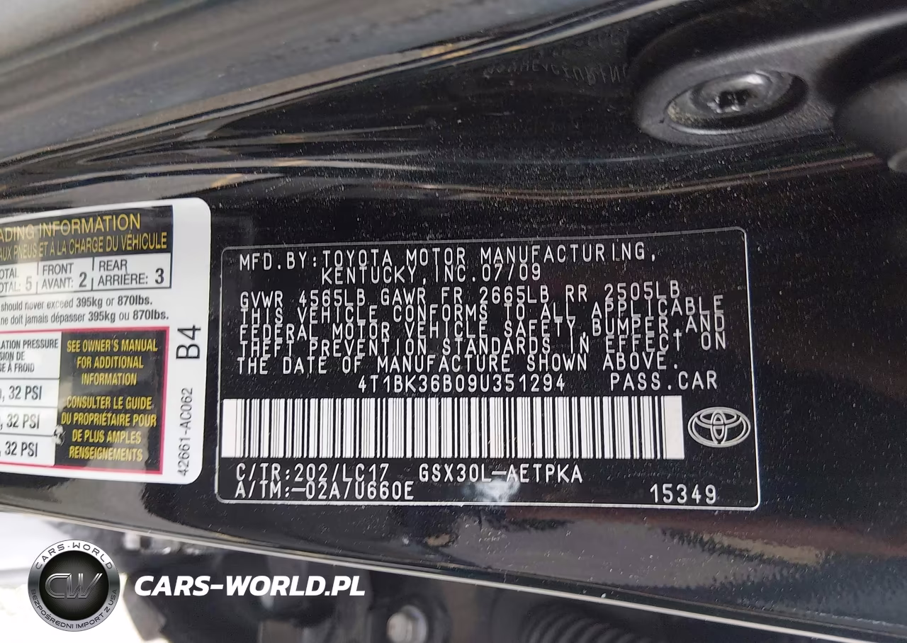 2009 Toyota Avalon Limited VIN:4T1BK36B09U351294 - 9