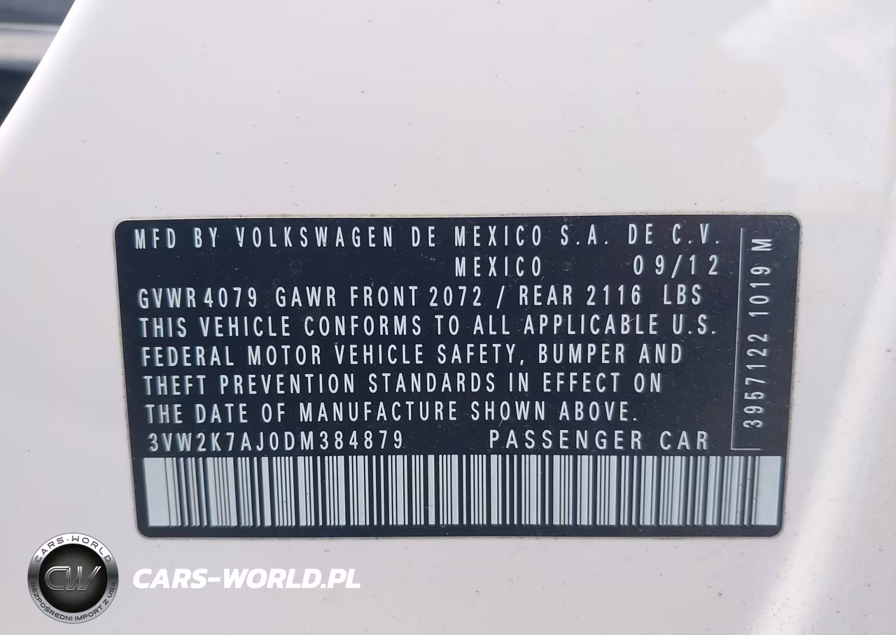 2013 Volkswagen Jetta 2.0L S VIN:3VW2K7AJ0DM384879 - 9