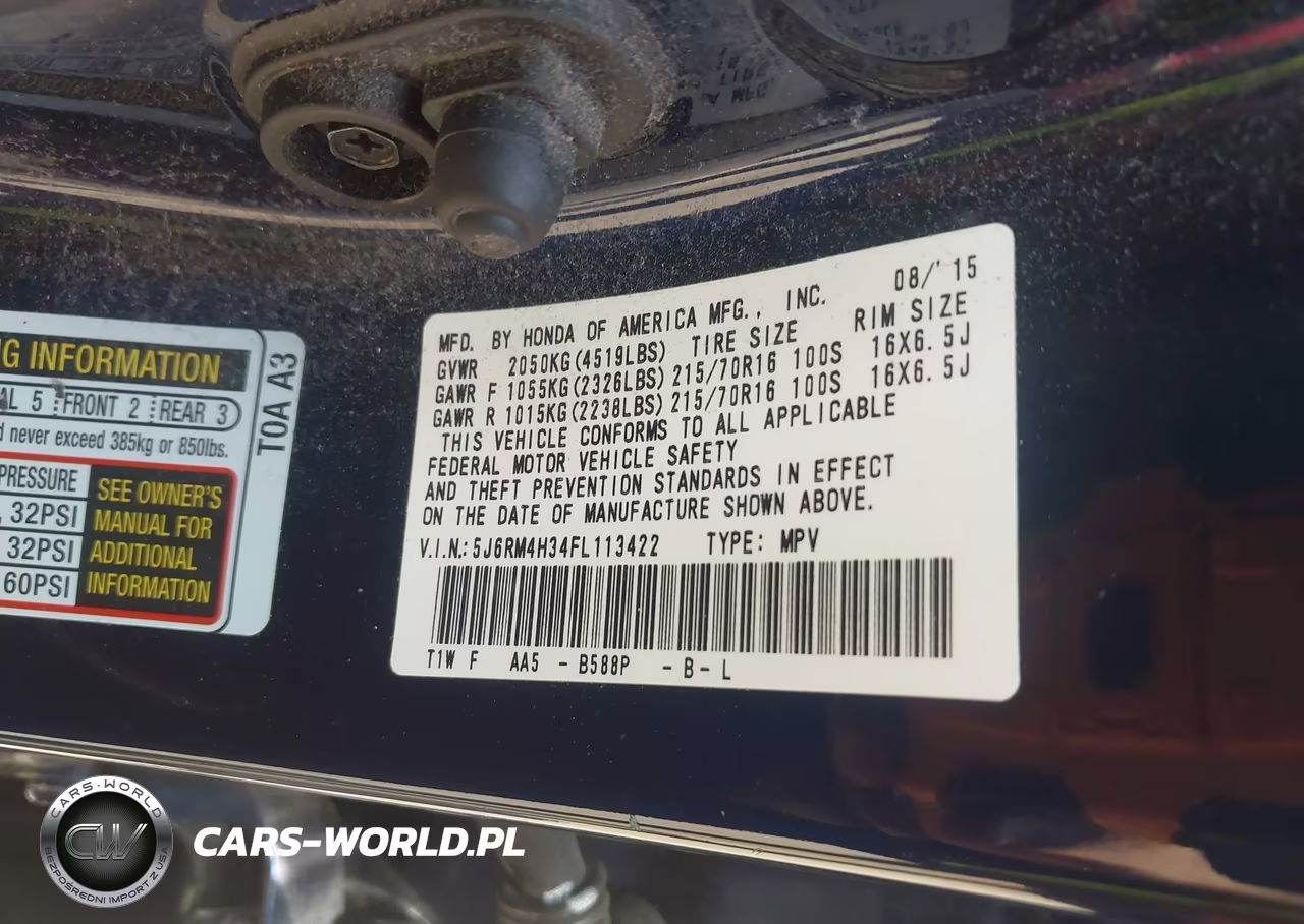 2015 Honda Cr-V Lx VIN:5J6RM4H34FL113422 - 9