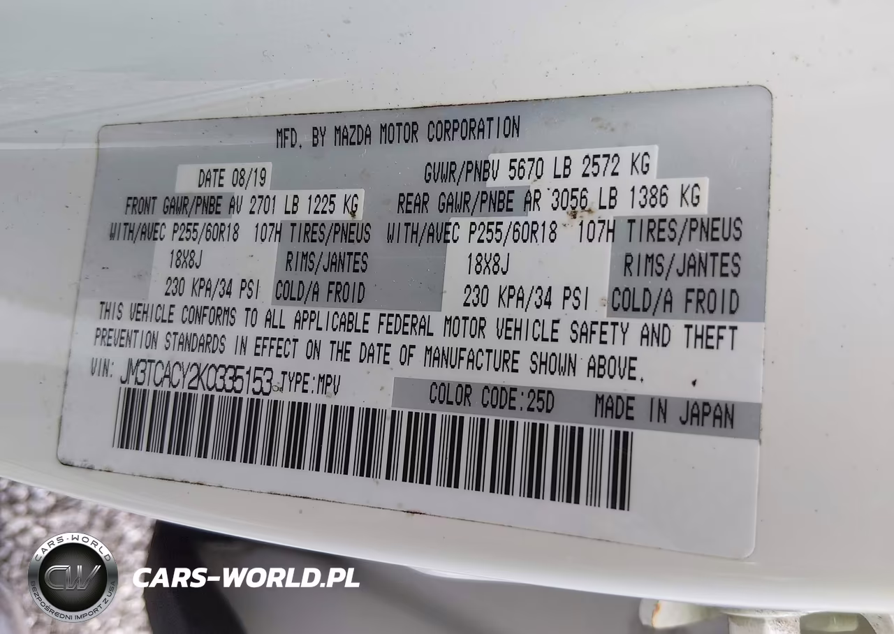 2019 Mazda Cx-9 Touring VIN:JM3TCACY2K0335153 - 9