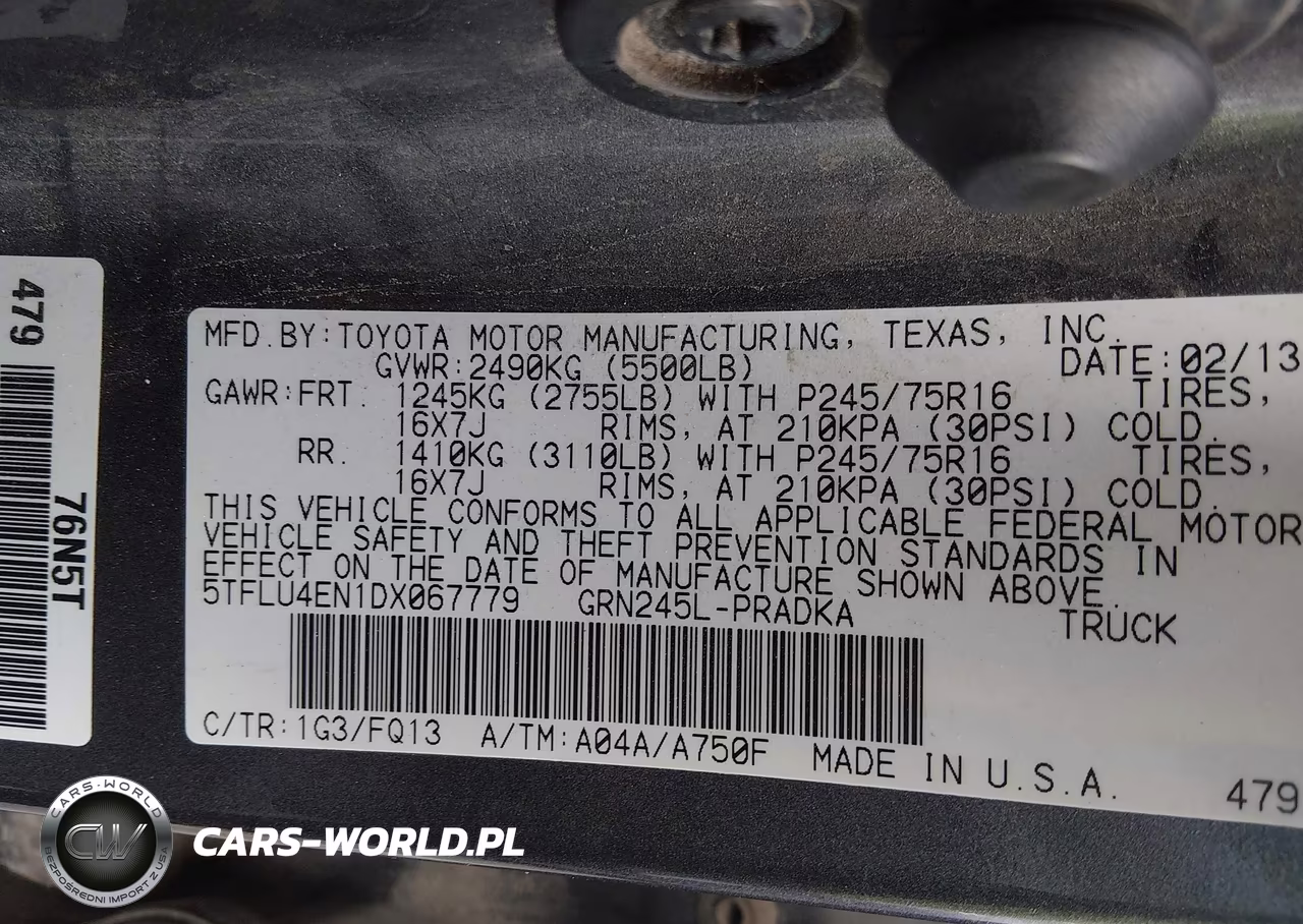 2013 Toyota Tacoma Base V6 VIN:5TFLU4EN1DX067779 - 9