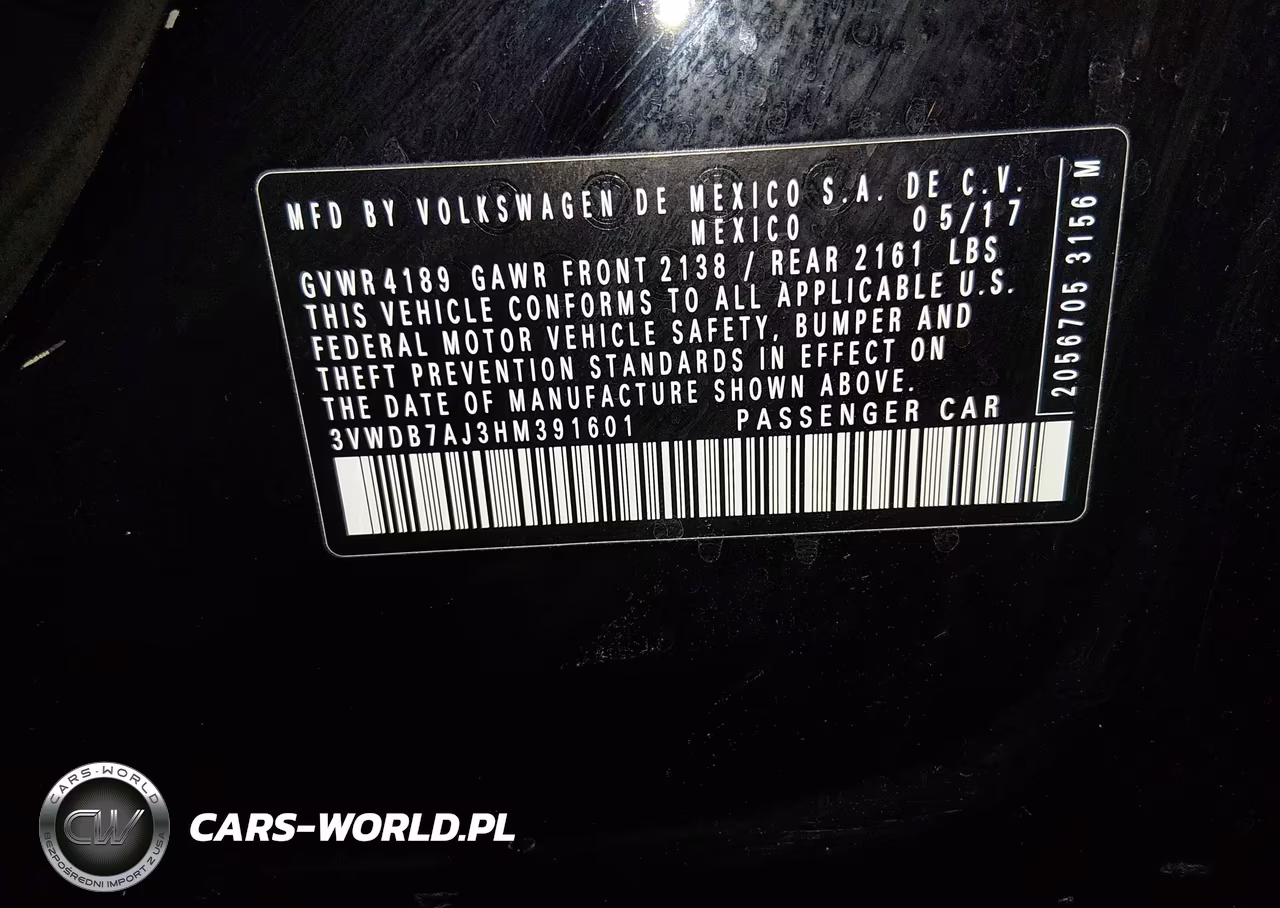 2017 Volkswagen Jetta 1.4T Se VIN:3VWDB7AJ3HM391601 - 9