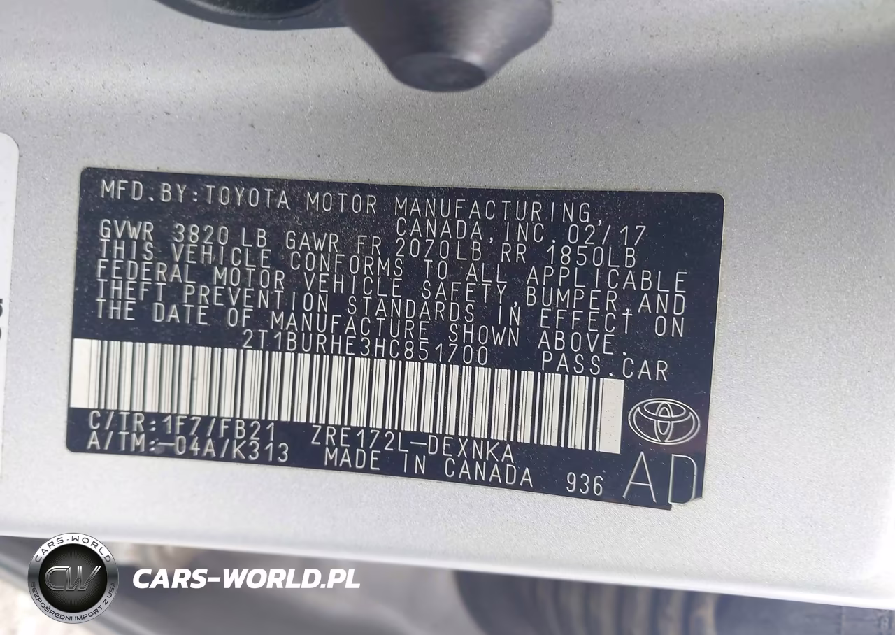 2017 Toyota Corolla Le VIN:2T1BURHE3HC851700 - 9