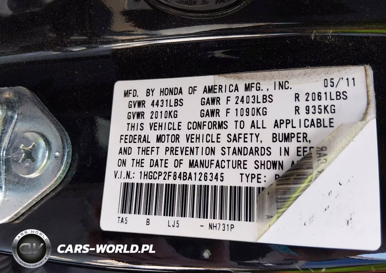 2011 Honda Accord 2.4 Ex-L VIN:1HGCP2F84BA126345 - 9