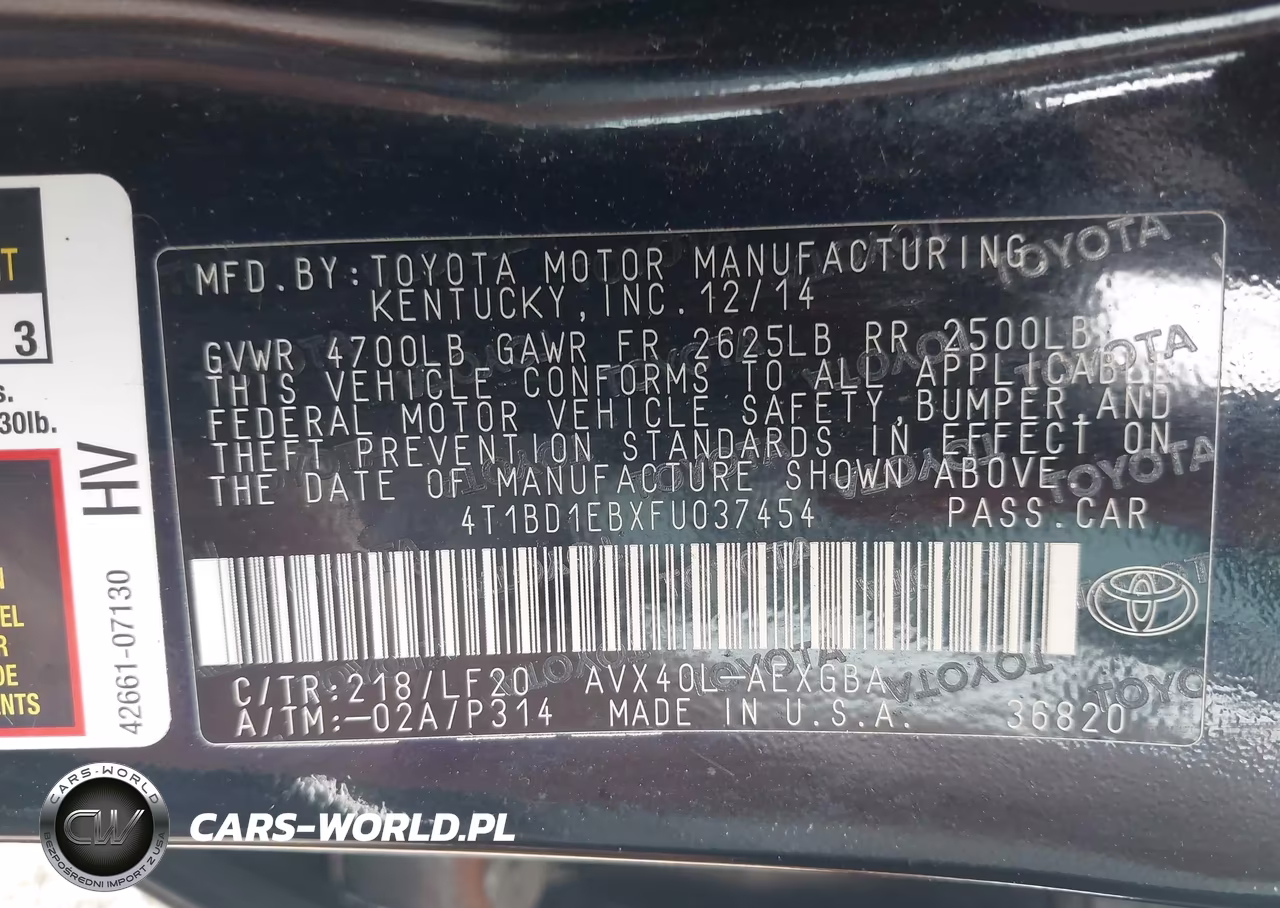 2015 Toyota Avalon Hybrid Xle Premium VIN:4T1BD1EBXFU037454 - 9
