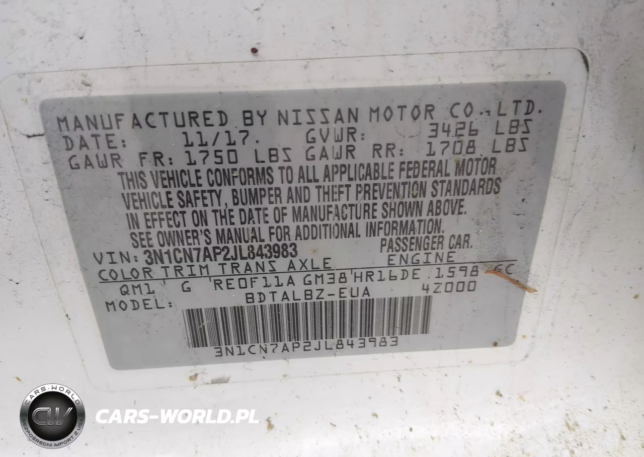 2018 Nissan Versa 1.6 Sv VIN:3N1CN7AP2JL843983 - 9