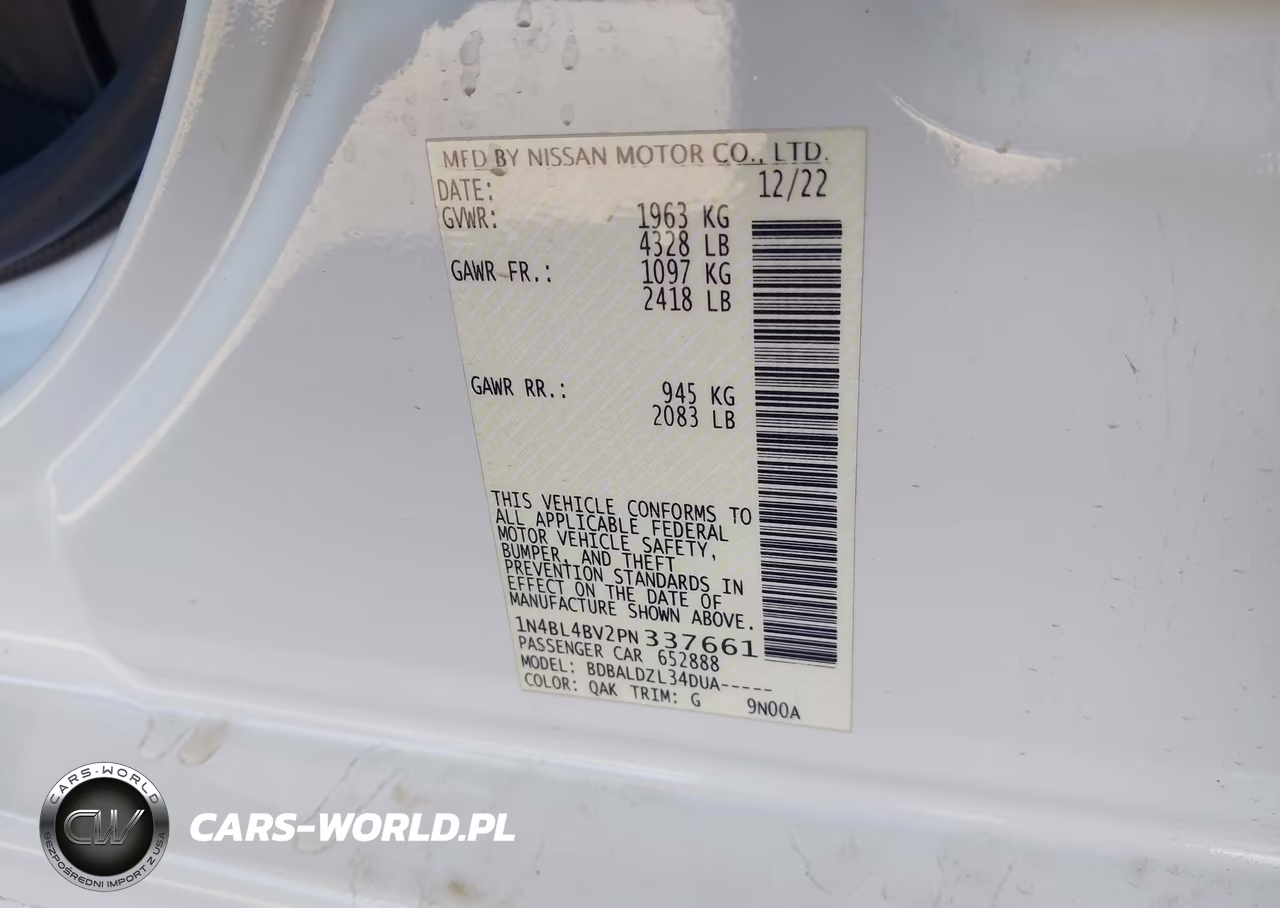 2023 Nissan Altima S Fwd VIN:1N4BL4BV2PN337661 - 9