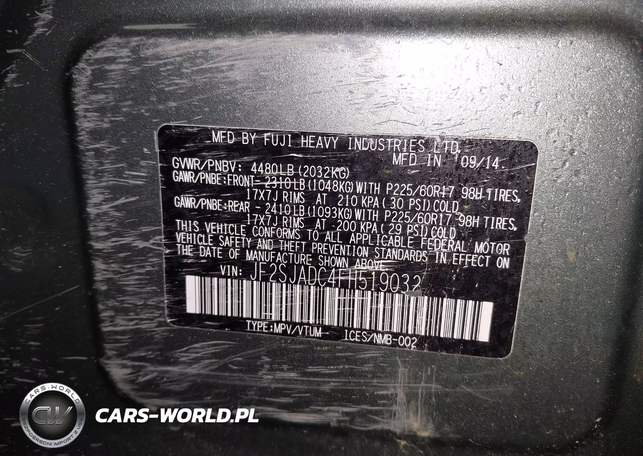 2015 Subaru Forester 2.5I Premium VIN:JF2SJADC4FH519032 - 9