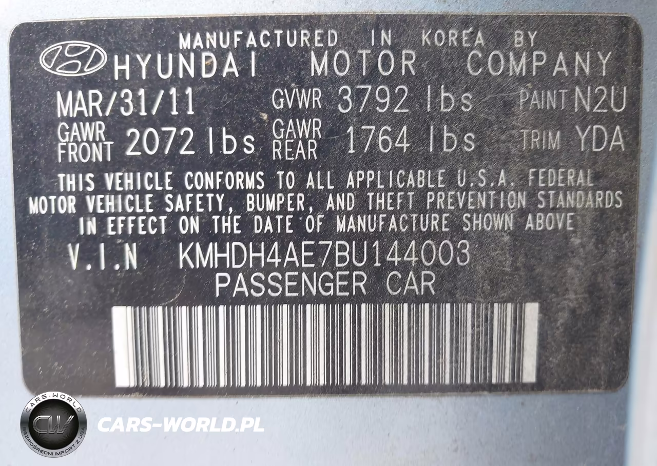 2011 Hyundai Elantra Gls (Ulsan Plant) VIN:KMHDH4AE7BU144003 - 9
