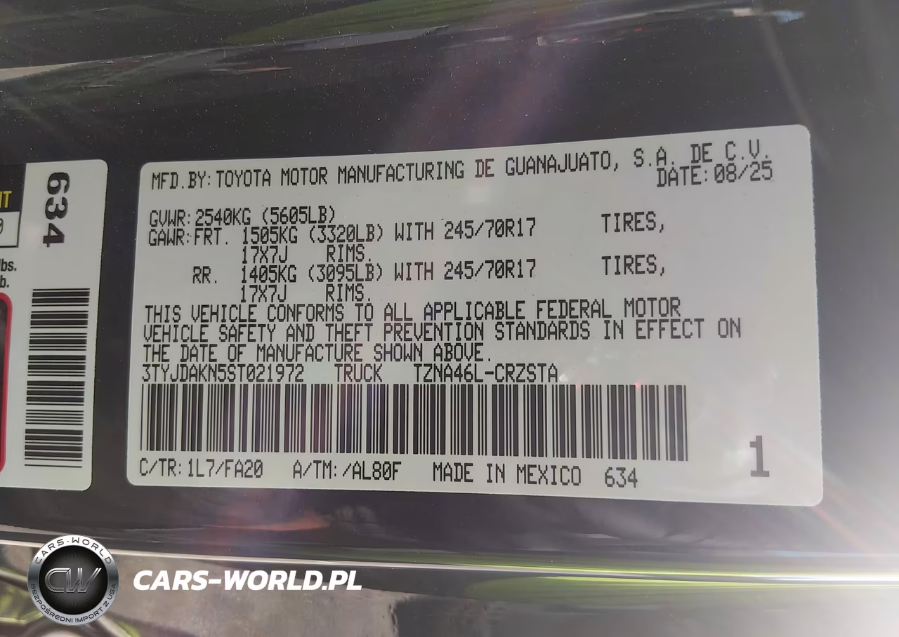 2025 Toyota Tacoma Sr VIN:3TYJDAKN5ST021972 - 9