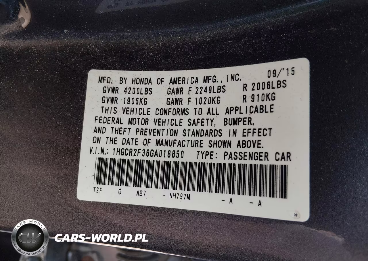 2016 Honda Accord Lx VIN:1HGCR2F36GA018850 - 9