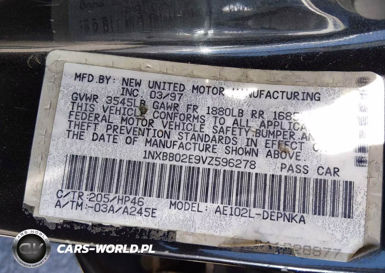 1997 Toyota Corolla Dx VIN:1NXBB02E9VZ596278 - 9