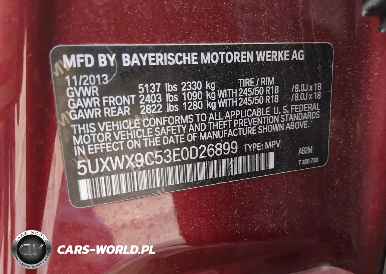 2014 BMW X3 xDrive28I VIN:5UXWX9C53E0D26899 - 9