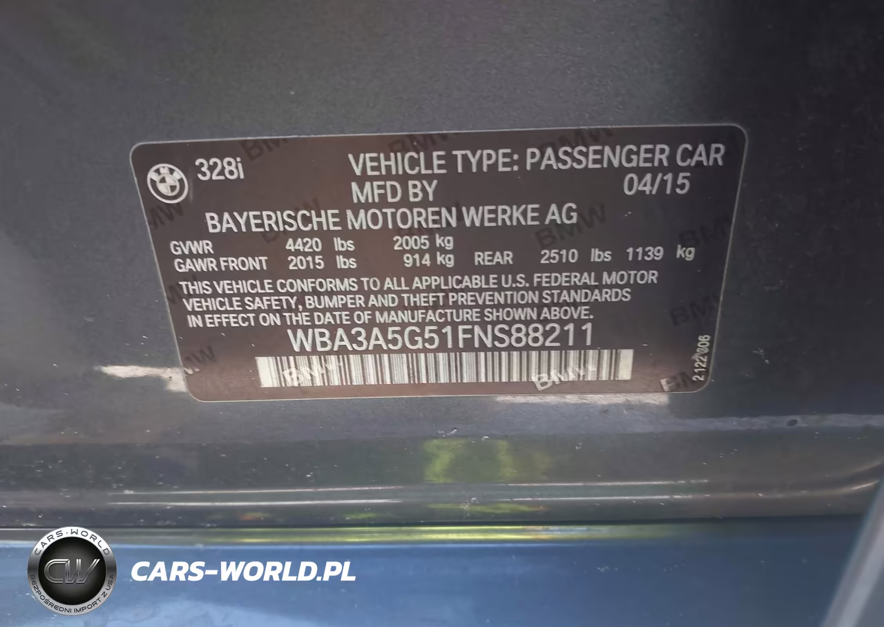 2015 BMW 328I VIN:WBA3A5G51FNS88211 - 9