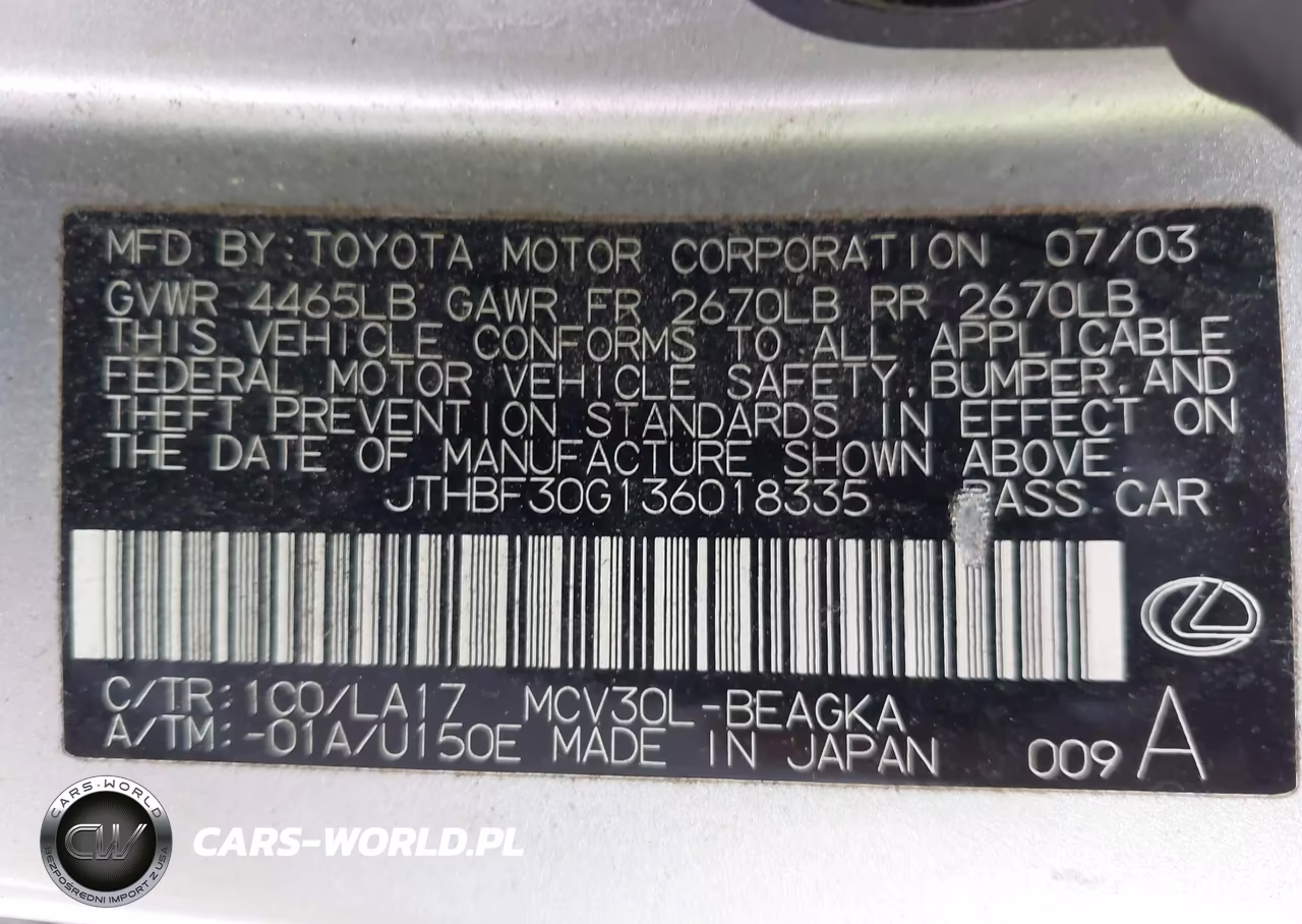 2003 Lexus Es 300 VIN:JTHBF30G136018335 - 9