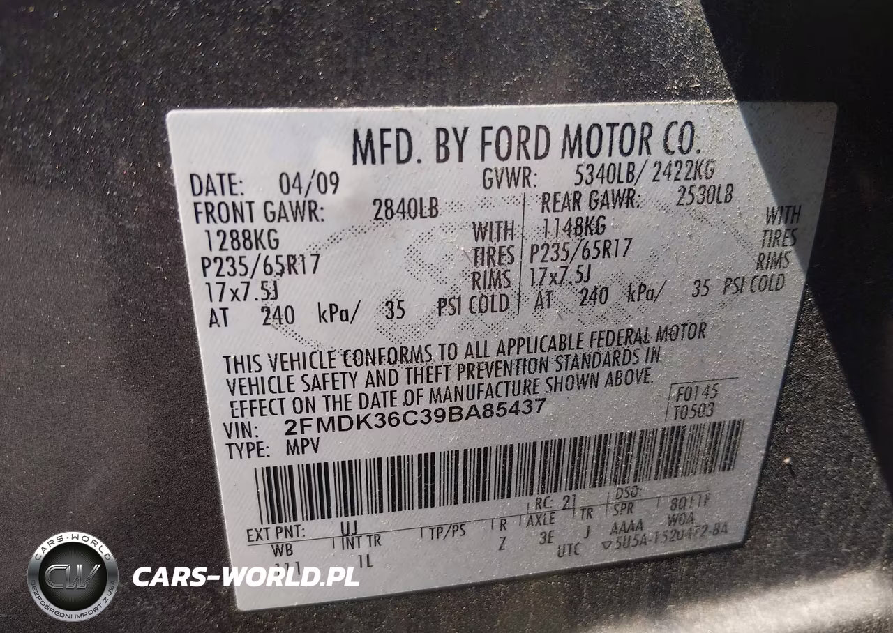 2009 Ford Edge Se VIN:2FMDK36C39BA85437 - 9