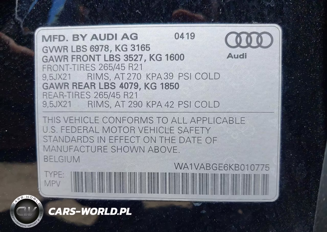 2019 Audi E-Tron Premium Plus VIN:WA1VABGE6KB010775 - 9