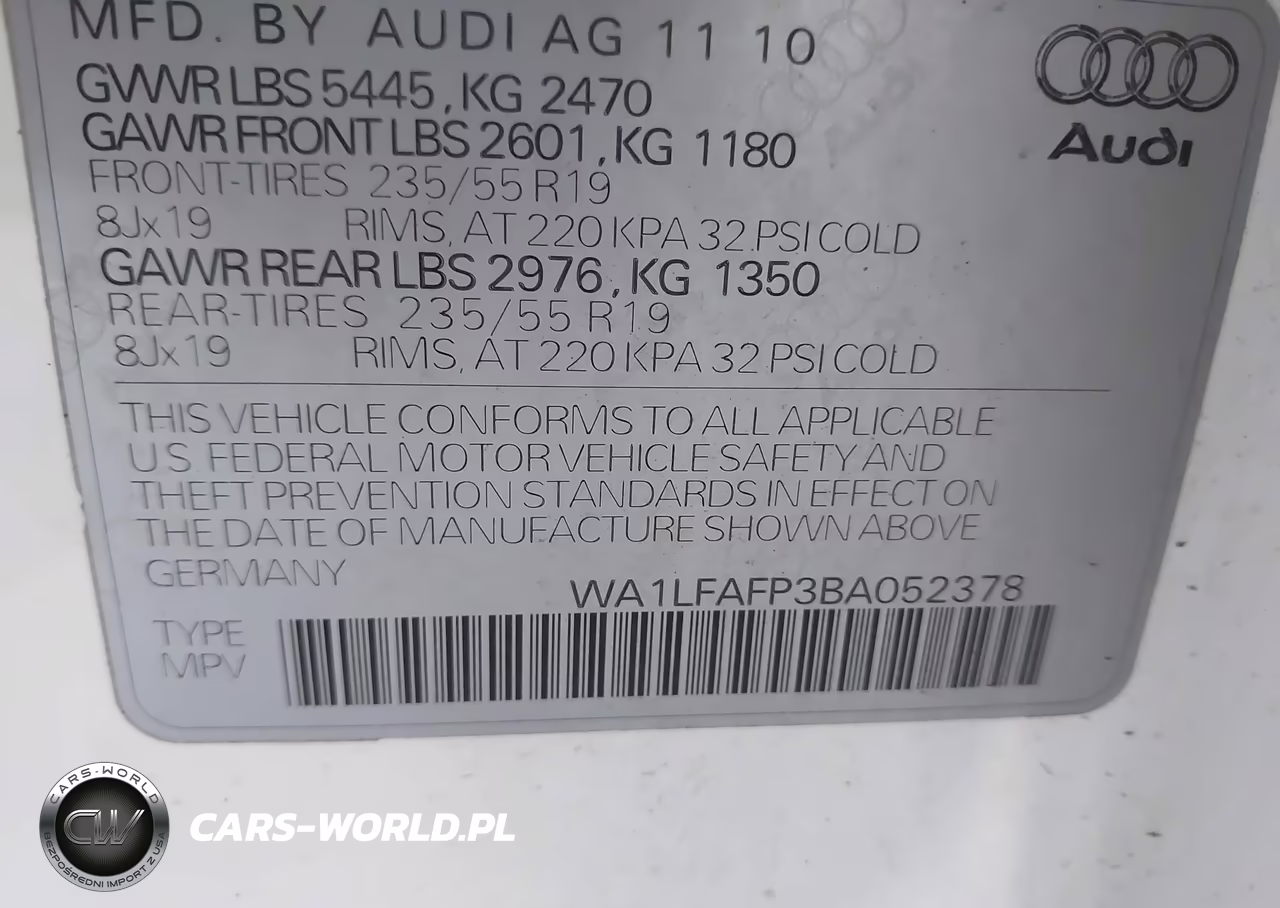 2011 Audi Q5 2.0T Premium VIN:WA1LFAFP3BA052378 - 9