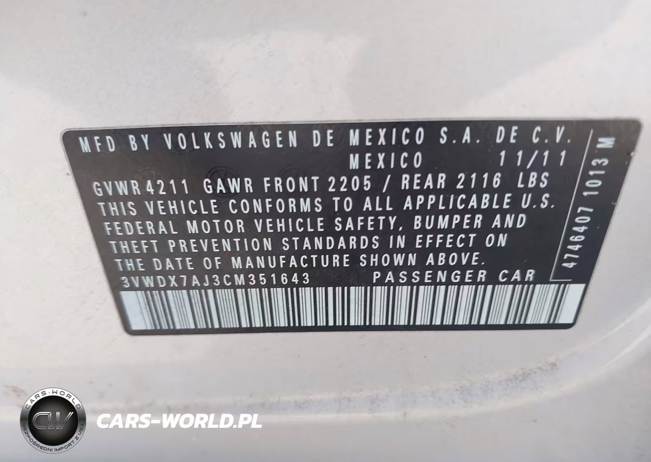 2012 Volkswagen Jetta 2.5L Se VIN:3VWDX7AJ3CM351643 - 9