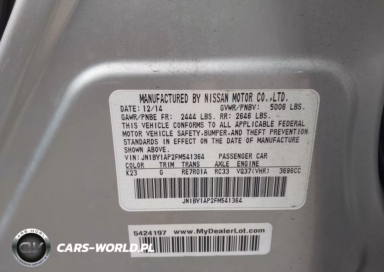 2015 Infiniti Q70 3.7 VIN:JN1BY1AP2FM541364 - 9