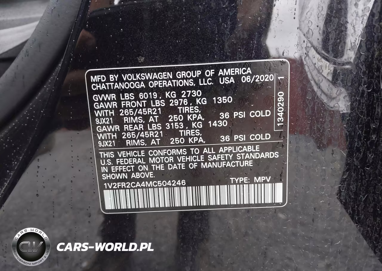 2021 Volkswagen Atlas 3.6L V6 Sel Premium R-Line VIN:1V2FR2CA4MC504246 - 9
