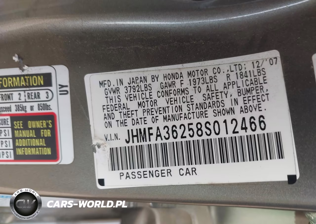 2008 Honda Civic Hybrid VIN:JHMFA36258S012466 - 9