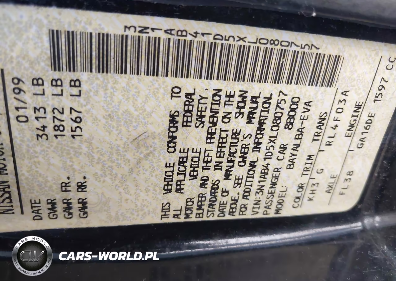 1999 Nissan Sentra Gxe-Xe VIN:3N1AB41D5XL080757 - 9