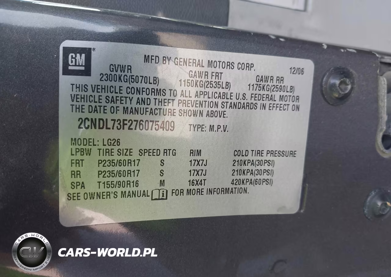 2007 Chevrolet Equinox Lt VIN:2CNDL73F276075409 - 9