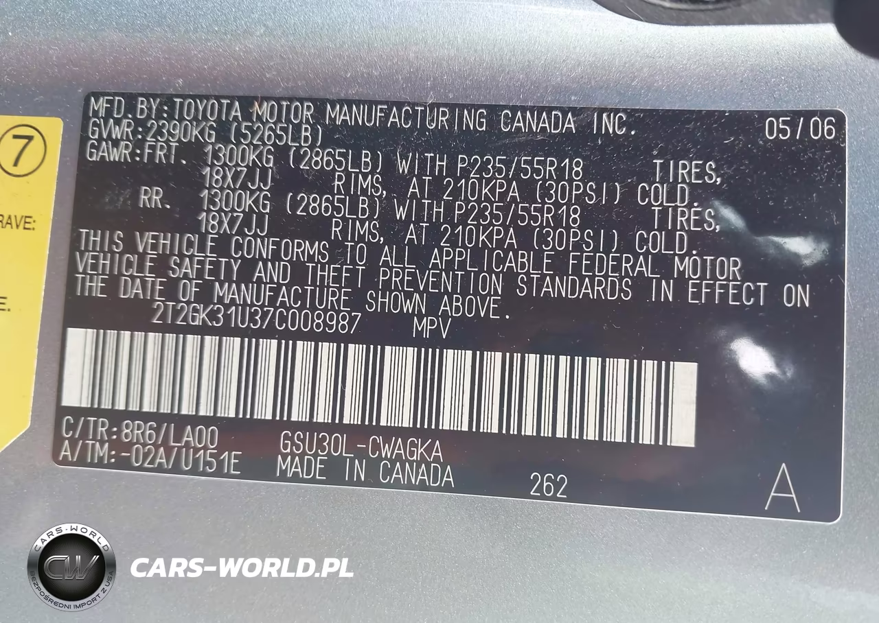 2007 Lexus Rx 350 VIN:2T2GK31U37C008987 - 9