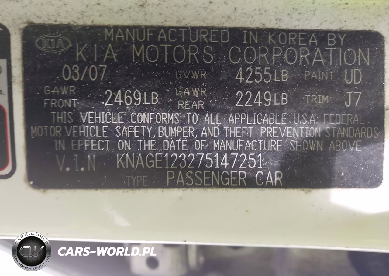 2007 Kia Optima Lx VIN:KNAGE123275147251 - 9