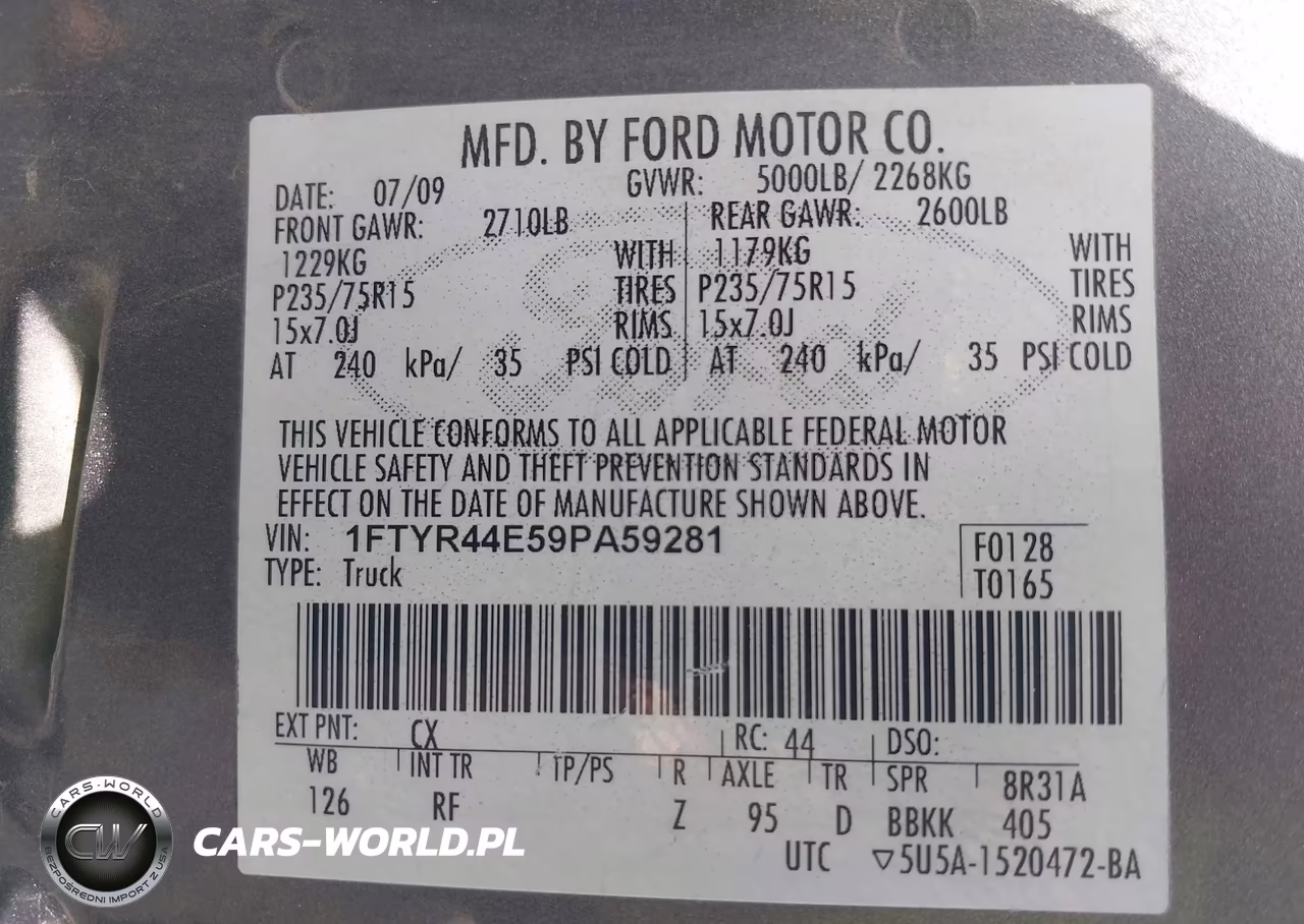 2009 Ford Ranger Sport-Xlt VIN:1FTYR44E59PA59281 - 9