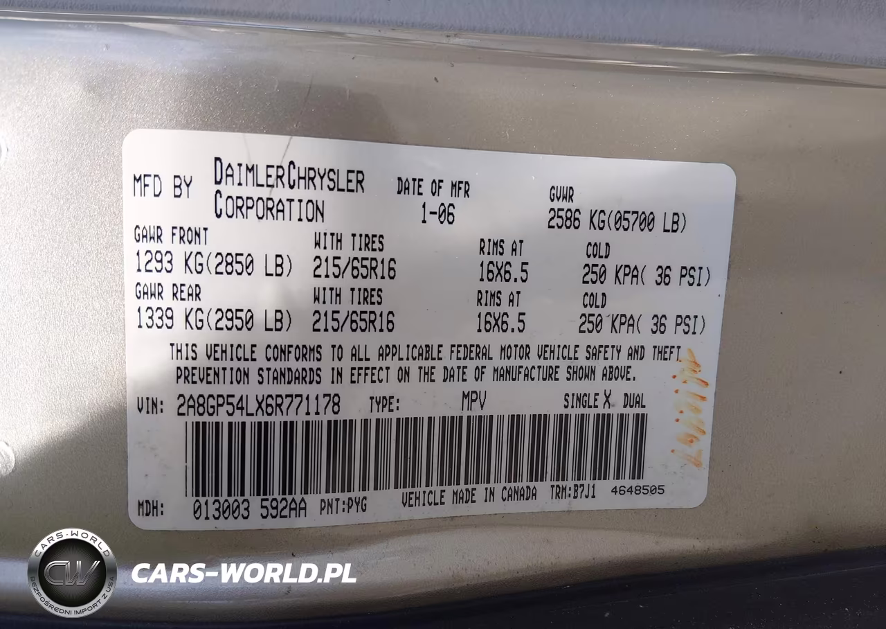 2006 Chrysler Town & Country Touring VIN:2A8GP54LX6R771178 - 9