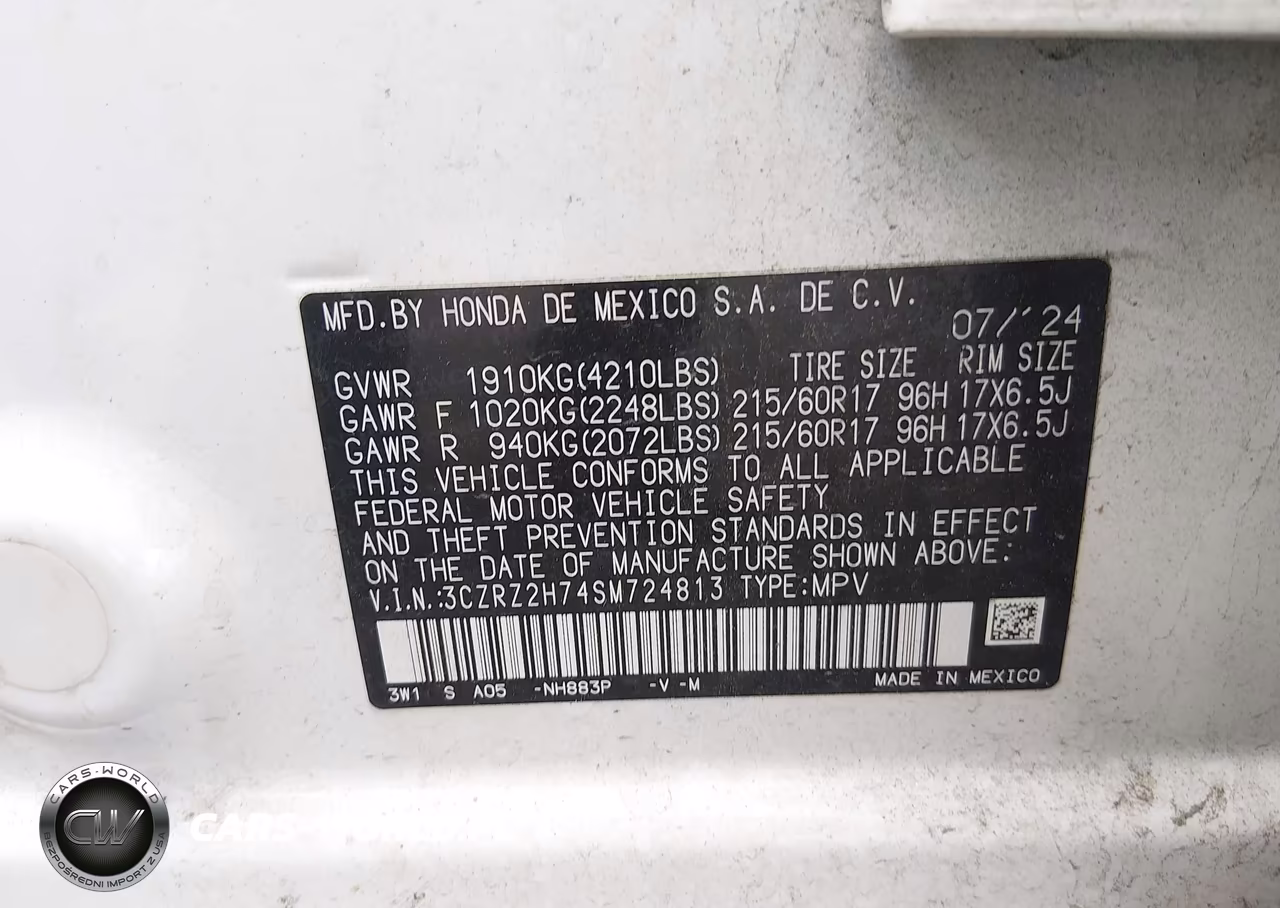 2025 Honda Hr-V Awd Ex-L VIN:3CZRZ2H74SM724813 - 9