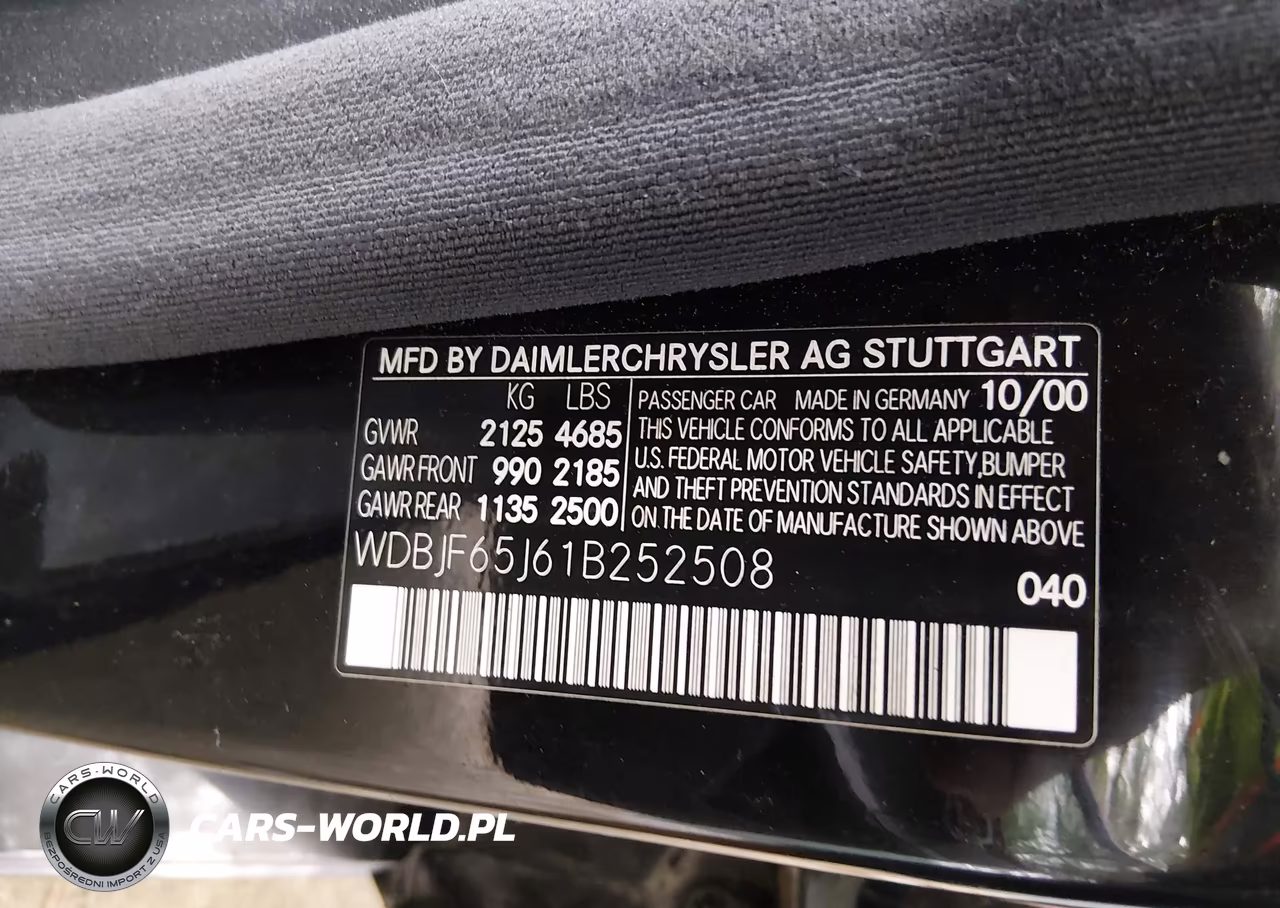 2001 Mercedes-Benz E 320 VIN:WDBJF65J61B252508 - 9