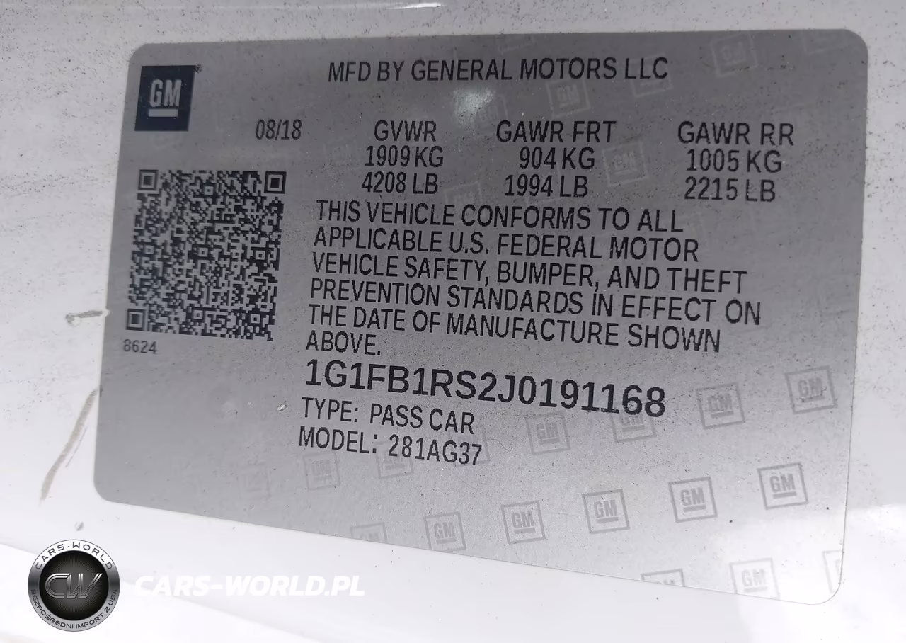 2018 Chevrolet Camaro 1Lt VIN:1G1FB1RS2J0191168 - 9