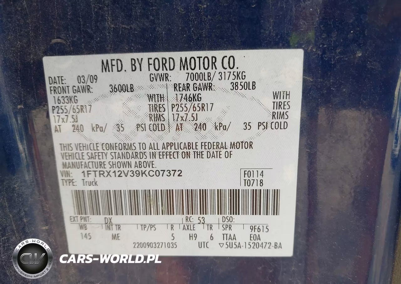 2009 Ford F-150 Lariat-Xl-Xlt VIN:1FTRX12V39KC07372 - 9