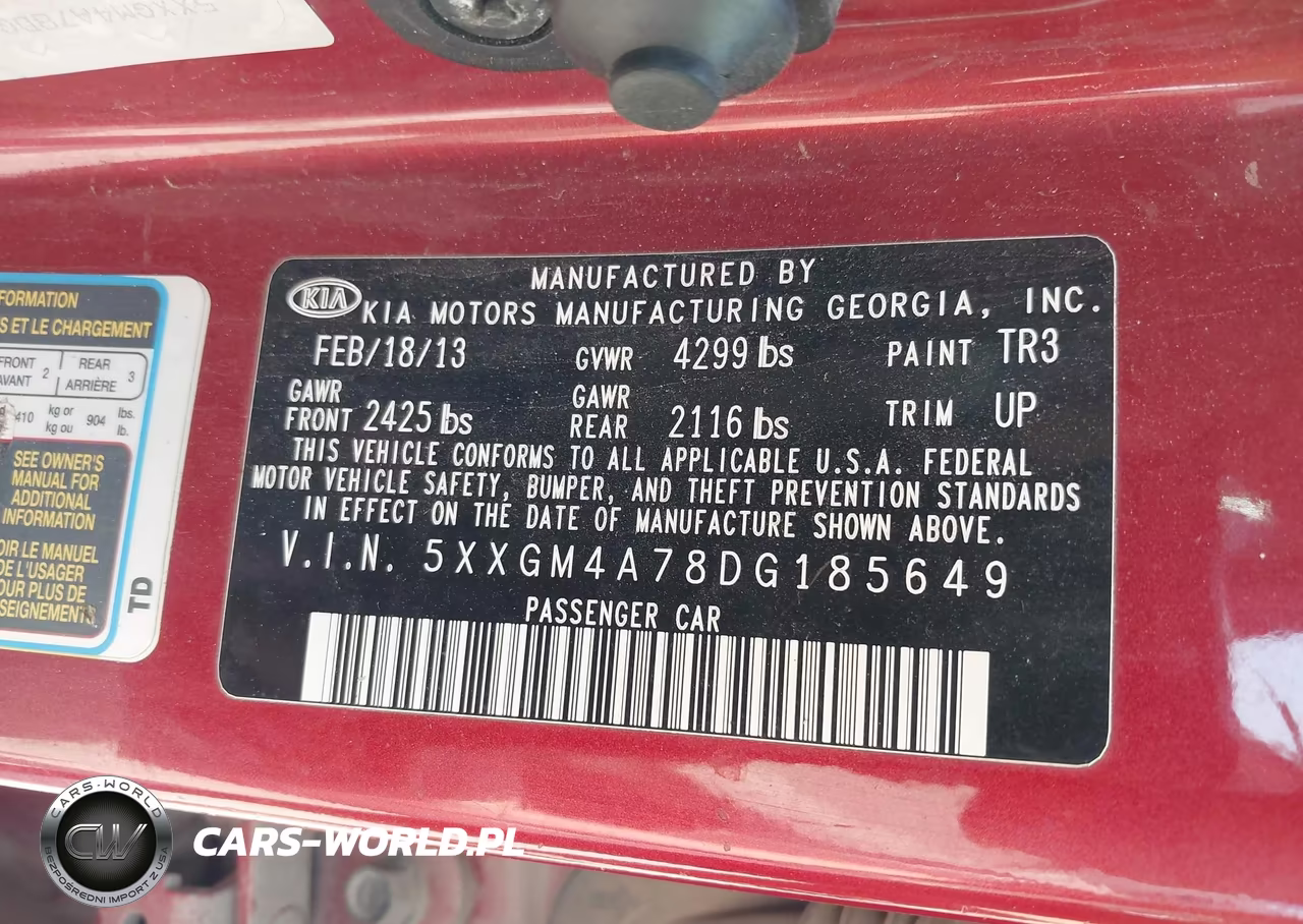 2013 Kia Optima Lx VIN:5XXGM4A78DG185649 - 9