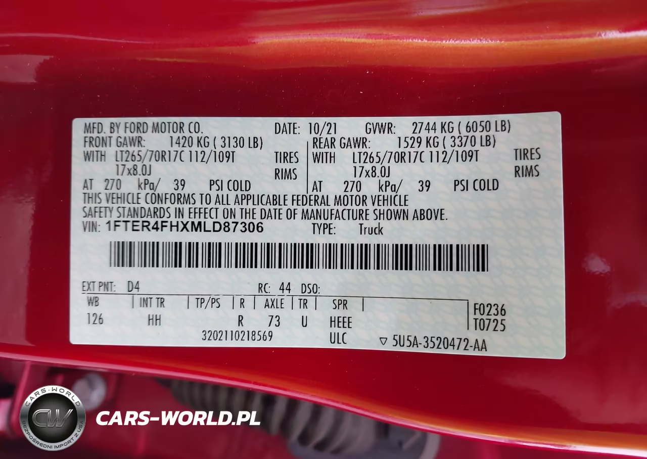 2021 Ford Ranger Lariat VIN:1FTER4FHXMLD87306 - 9