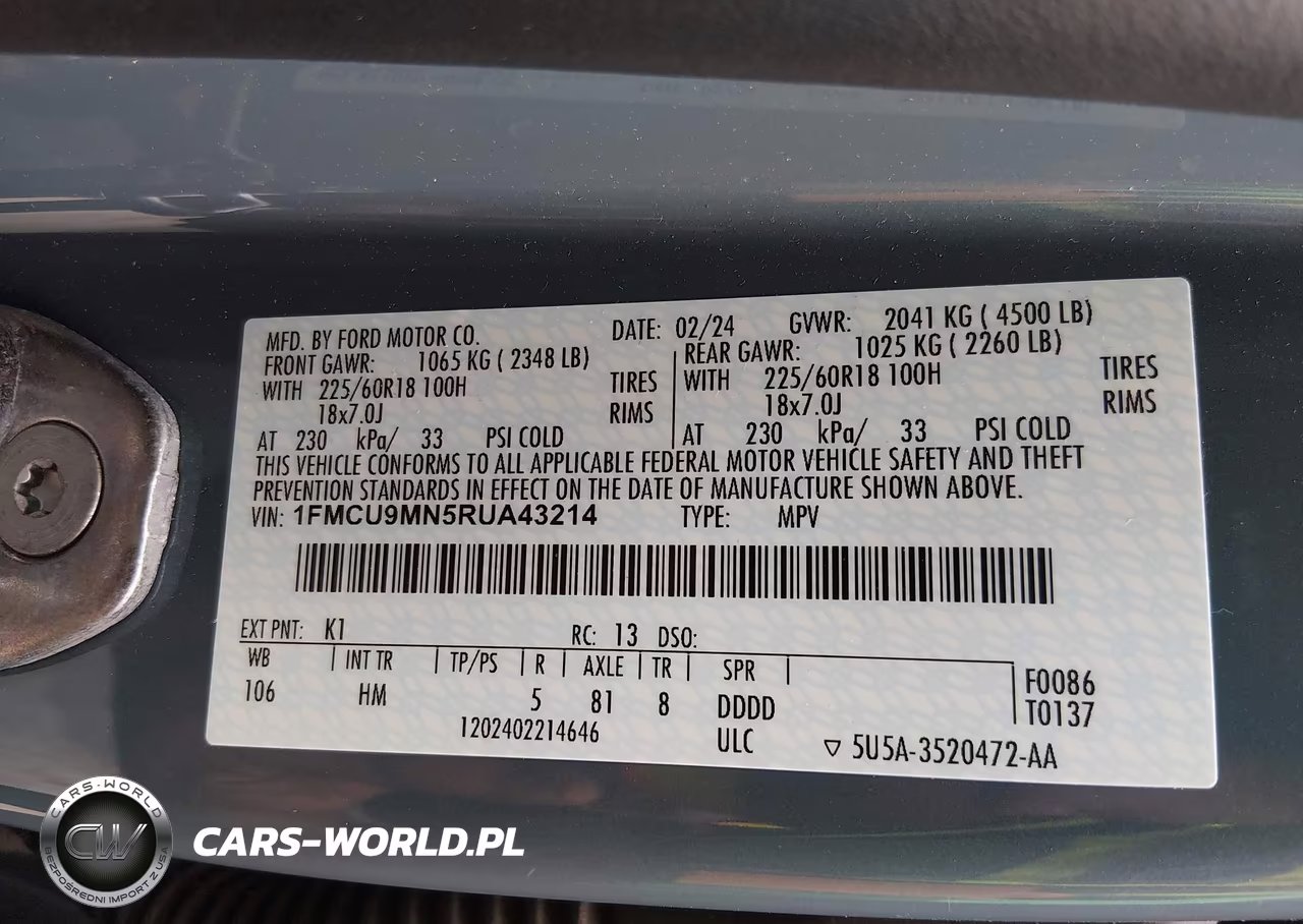 2024 Ford Escape St-Line VIN:1FMCU9MN5RUA43214 - 9