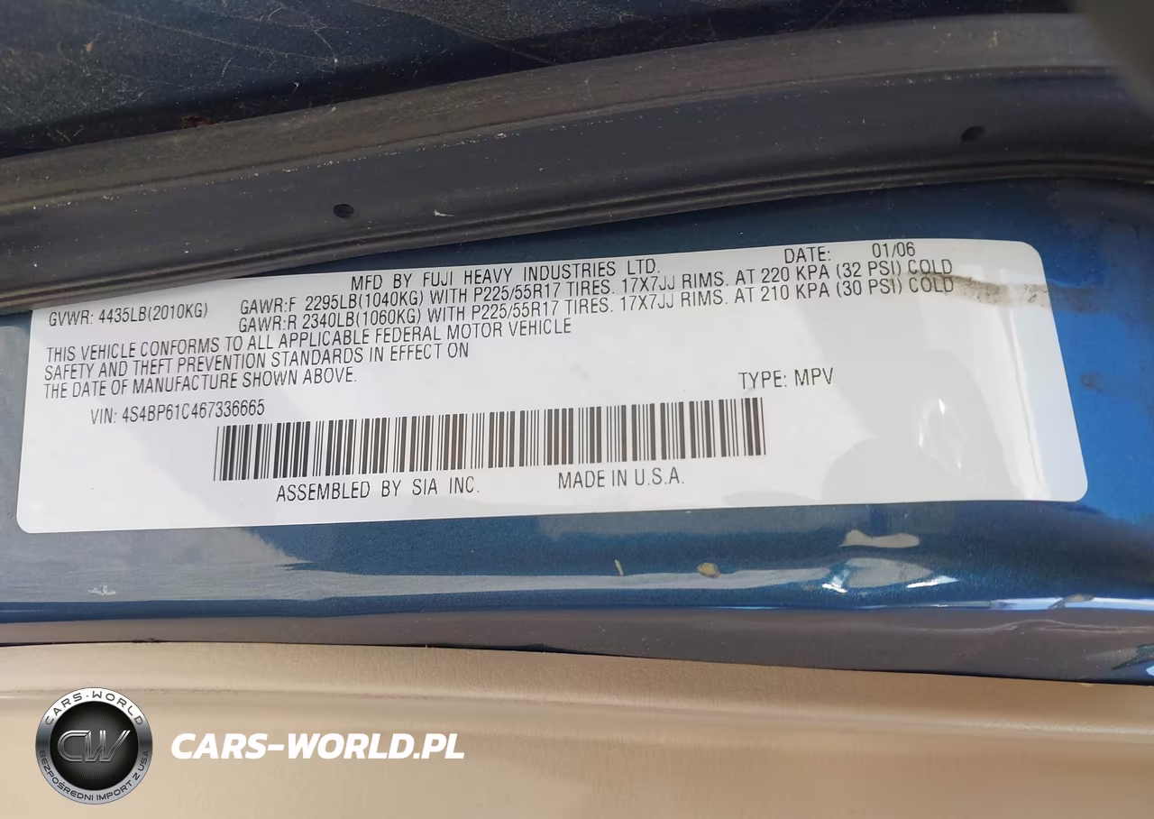 2006 Subaru Outback 2.5I VIN:4S4BP61C467336665 - 9